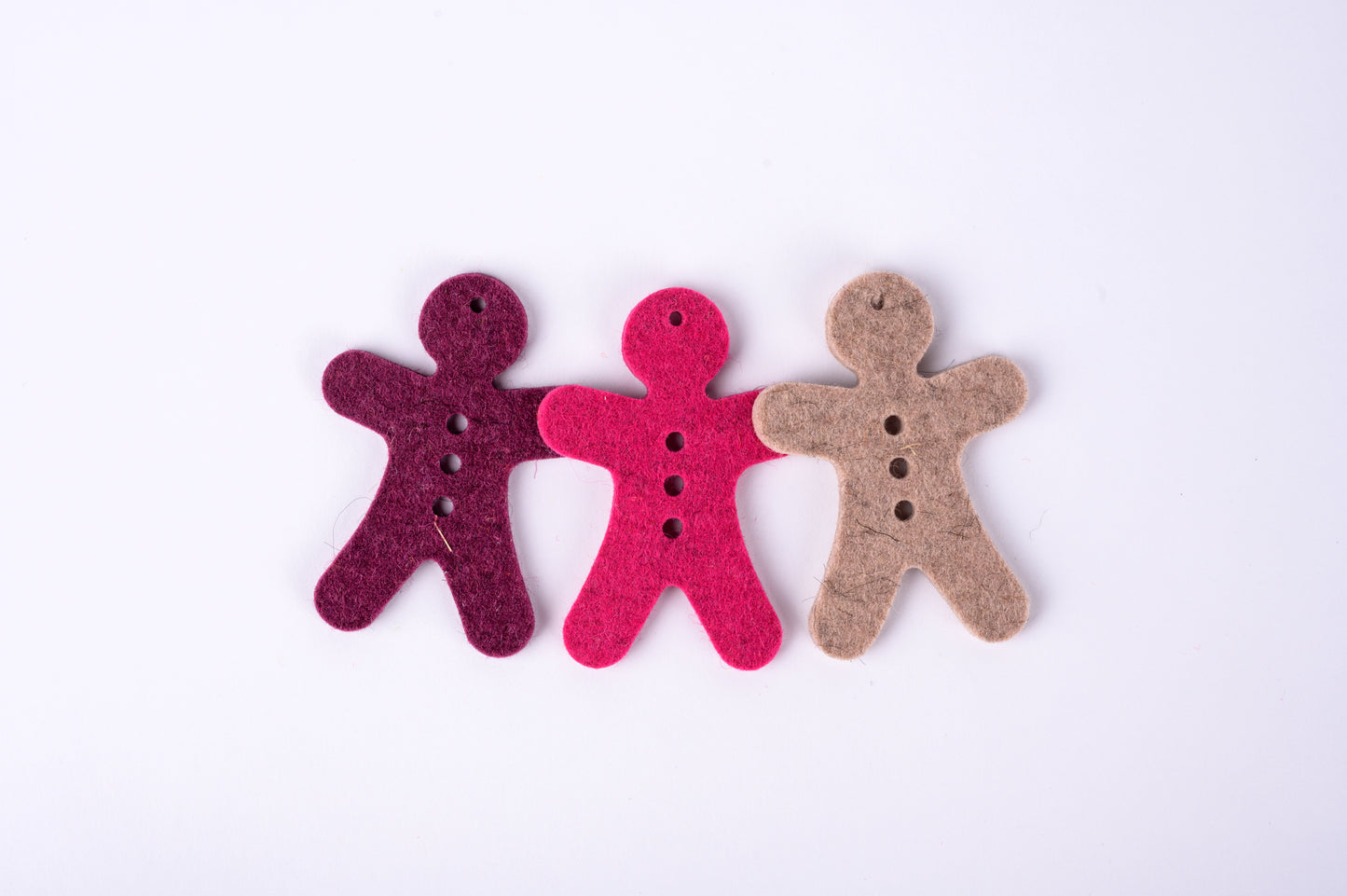 100% wool felt gingerbread men - set #8