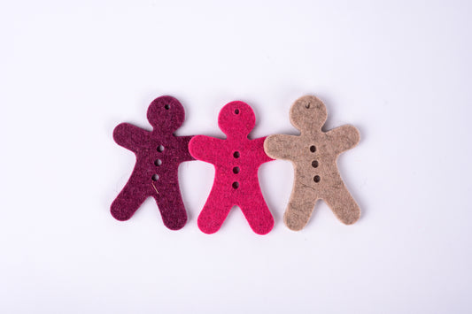 100% wool felt gingerbread men - set #8