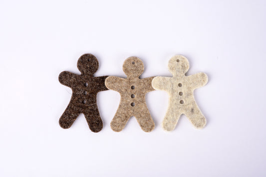 100% wool felt gingerbread men - set #6