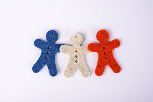 100% wool felt gingerbread men - set #5