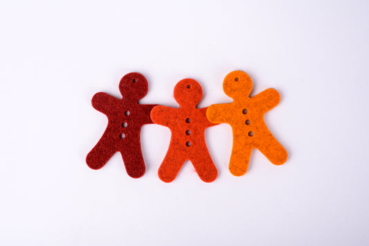 100% wool felt gingerbread men - set #3