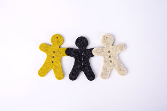 100% wool felt gingerbread men - set #2