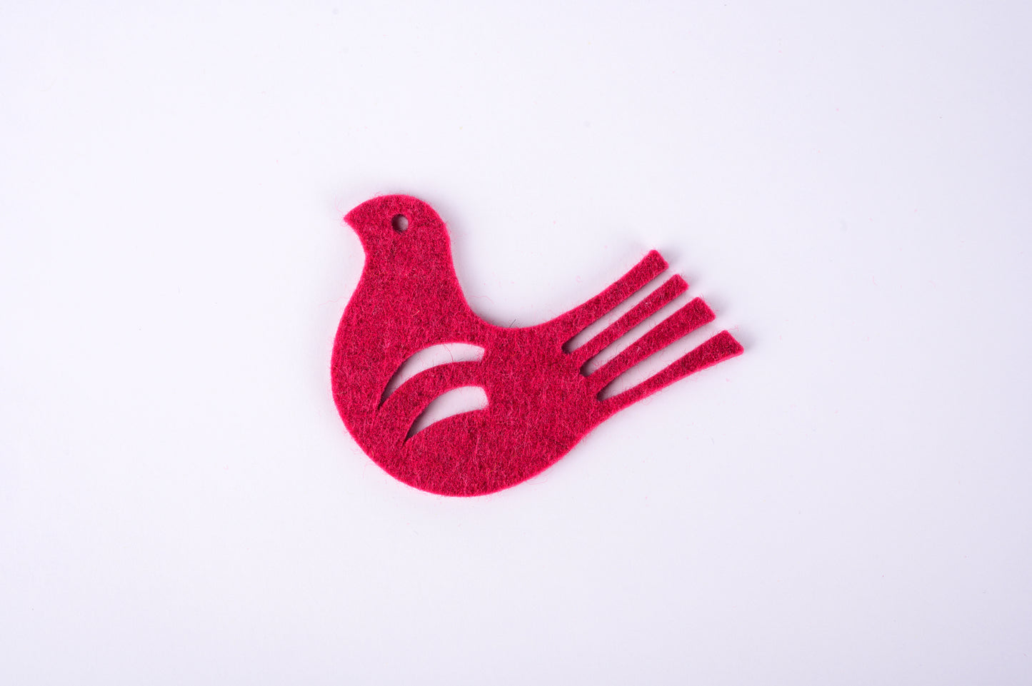 decorative 100% wool felt bird - rasperry