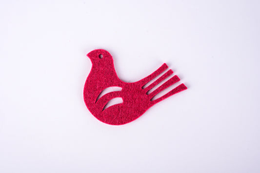 decorative 100% wool felt bird - rasperry