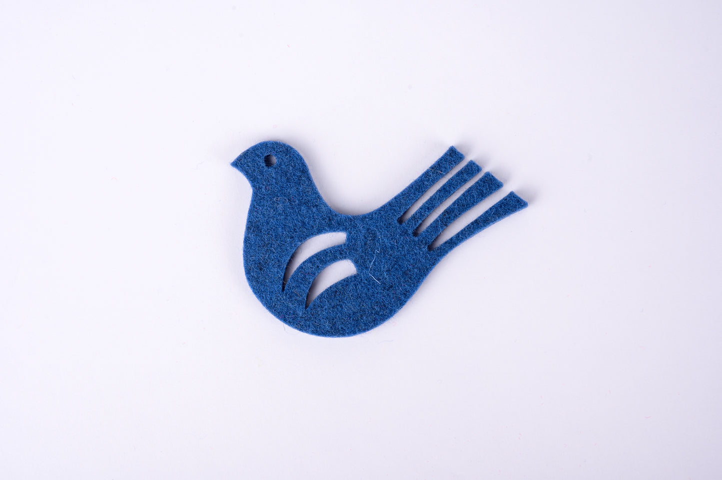 decorative 100% wool felt bird - marine blue