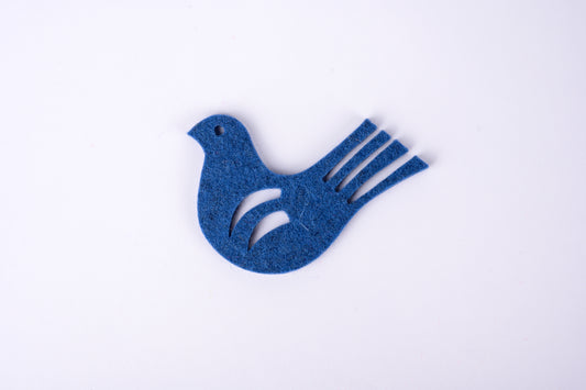 decorative 100% wool felt bird - marine blue