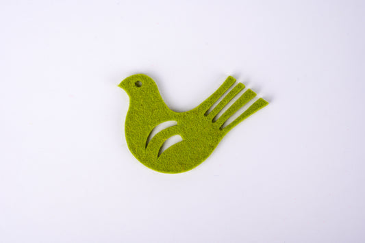 decorative 100% wool felt bird - green