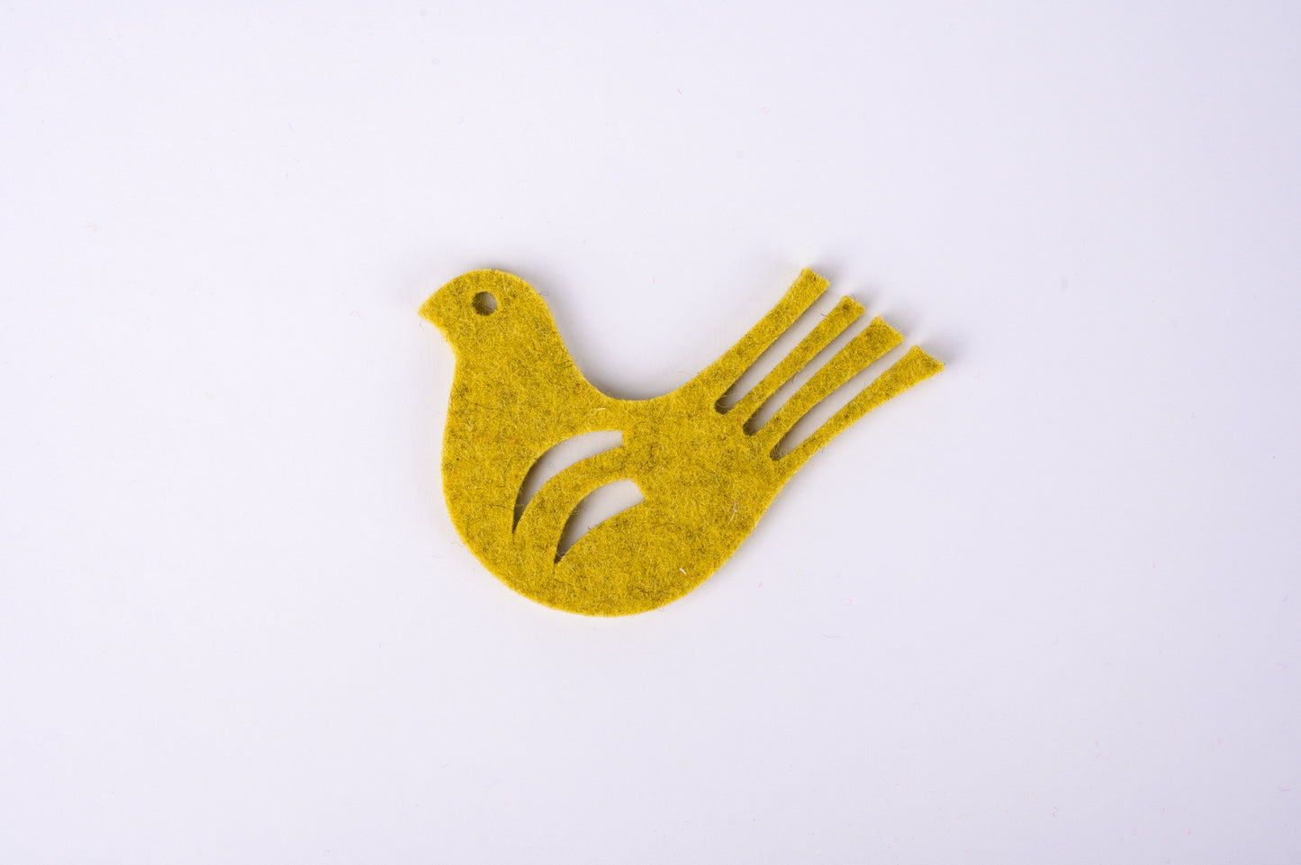 decorative 100% wool felt bird - straw yellow