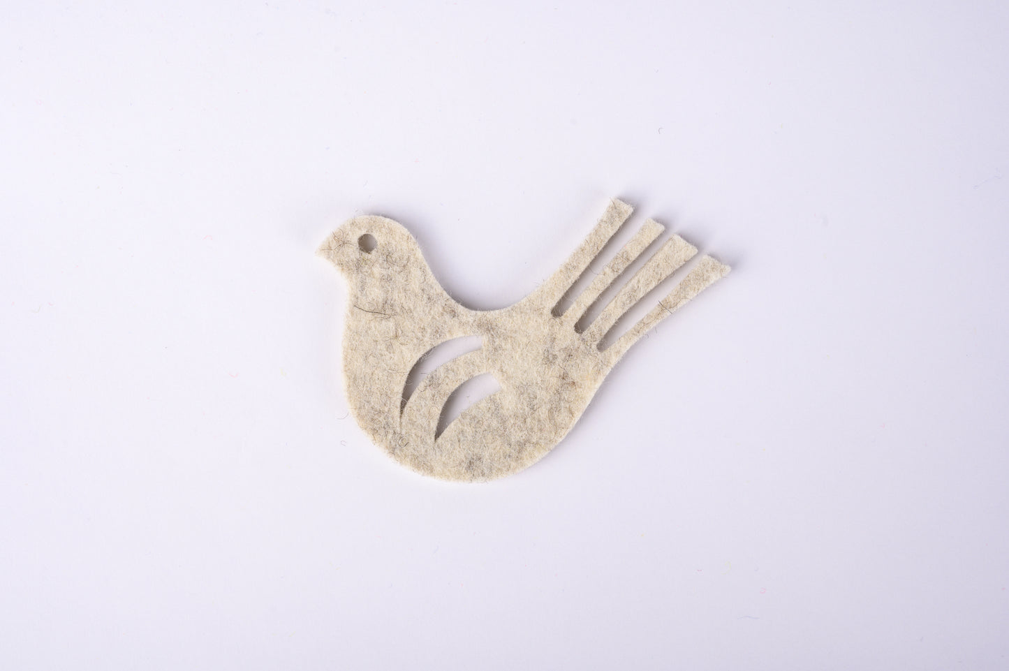 decorative 100% wool felt bird - mixed white