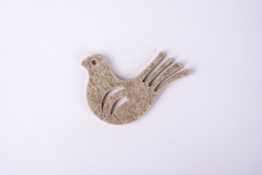 decorative 100% wool felt bird - beige