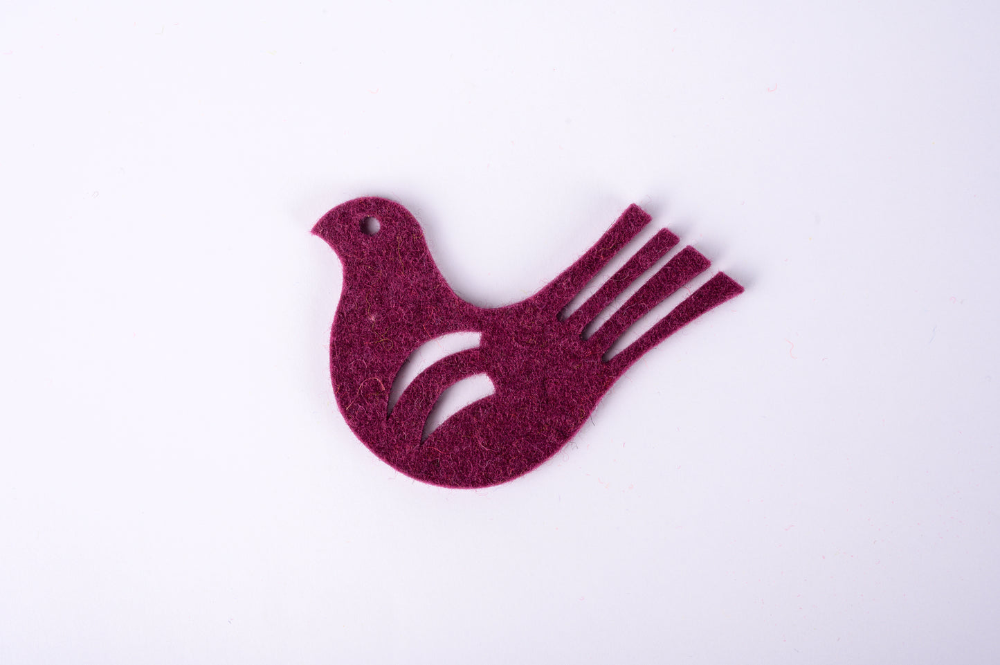 decorative 100% wool felt bird - violet