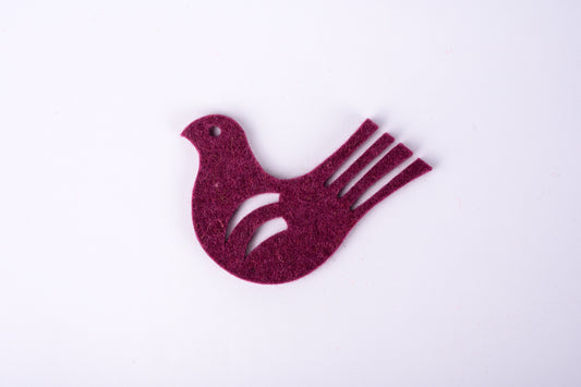 decorative 100% wool felt bird - violet